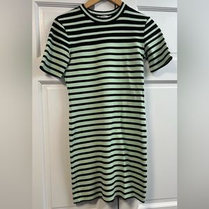 T Alexander Wang sea foam and black stripe T shirt dress